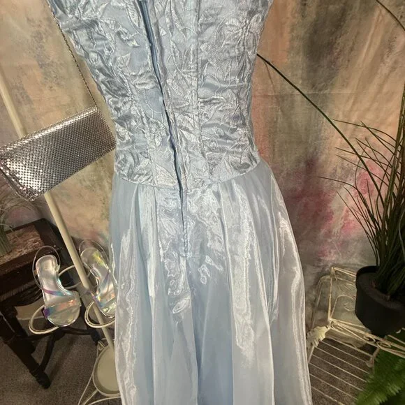 VTG📌 Aspeed Iridescent Organza 90s Fitted Corset-Style Bodice Prom Formal Gown - Picture 9 of 16